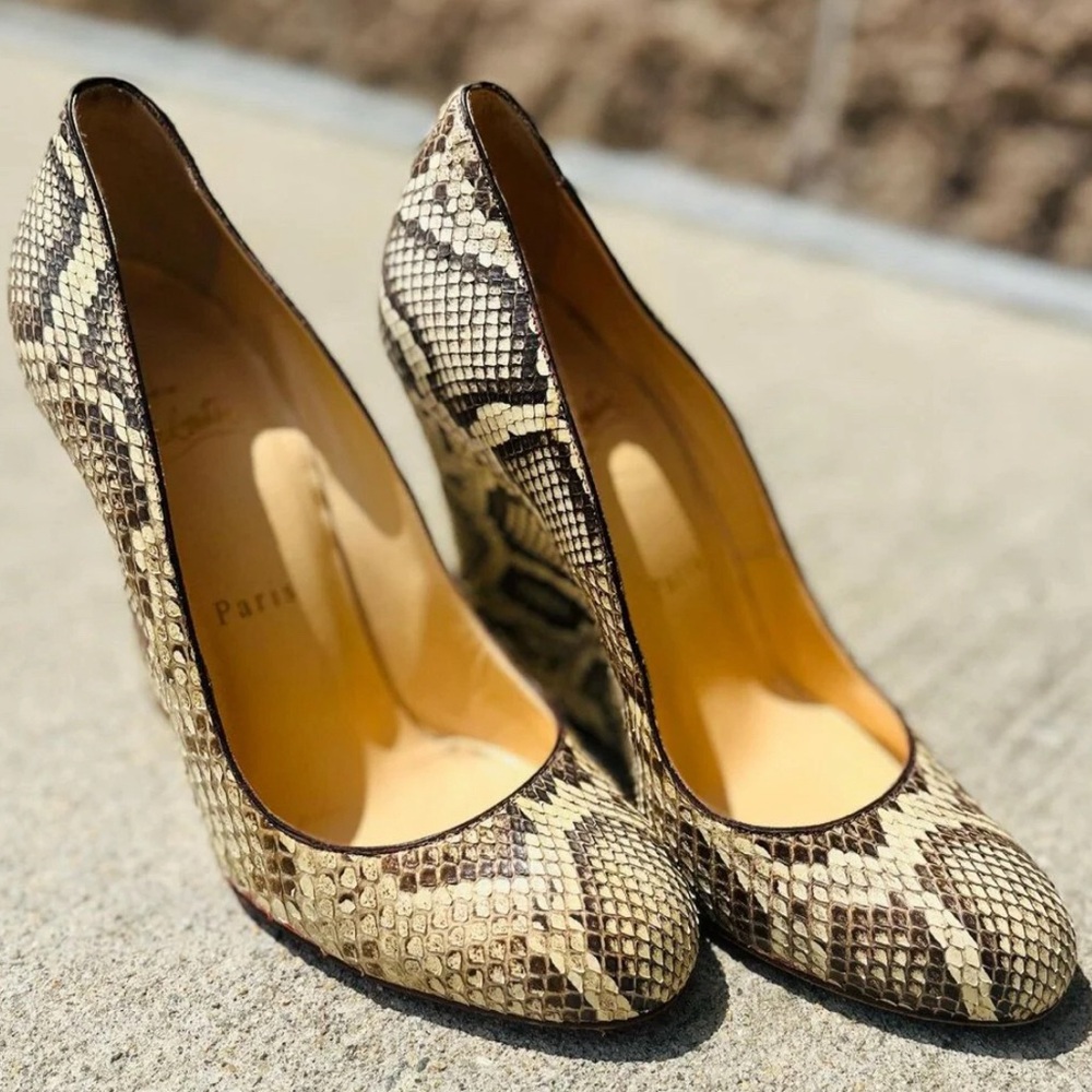Christian Louboutin Python Wedge Pumps - Size 37 - image 1